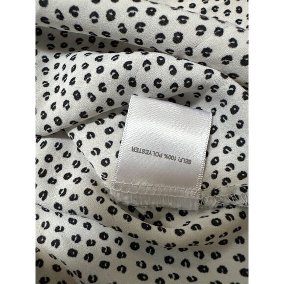 Rose and Olive Womans 2X White Black Polka Dots Polyester Pleated Button Down Bl - Picture 4 of 5